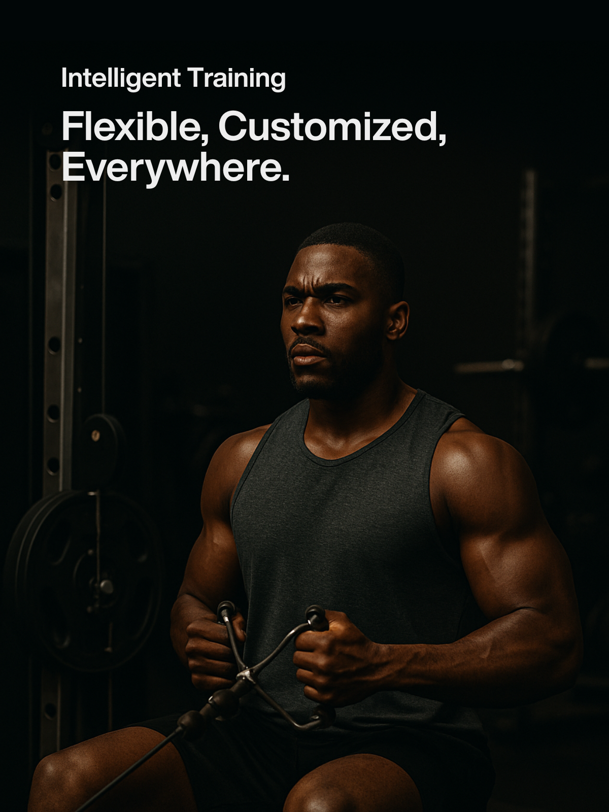 Man doing cable row exercise in gym representing intelligent, flexible, and customized training